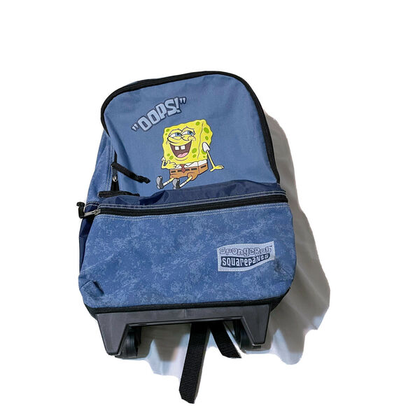Nickelodeon Spongebob Squarepants Rolling Backpack 2002 VTG Y2k Carry On Luggage - Picture 1 of 8
